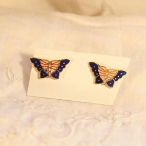 Dainty Blue and Pink Butterfly Studs